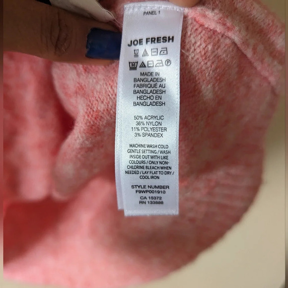 Joe Fresh| light pink and green V-Neck Sweater Acrylic  Blend size 2X - Picture 4 of 7